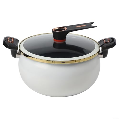 Niceminiwall Mini-Schnellkochtopf aus Gusseisen mit Nicht-Töpferei-Beschichtung und Deckel, 8 l Multifunktions-Suppentopf zum Schmoren, Dämpfen und Schmoren, Schiebeverschluss, 8 l, Weiß Niceminiwall Mini-Schnellkochtopf aus Gusseisen mit Nicht-Töpferei-Beschichtung und Deckel, 8 l Multifunktions-Suppentopf zum Schmoren, Dämpfen und Schmoren, Schiebeverschluss, 8 l, Weiß von Niceminiwall