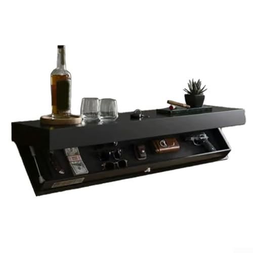 Niceminiwall Modernes wandmontiertes Geheimregal Holz schwimmendes Displayregal Fach platzsparende Lösung für Heimdekoration (Schwarz) von Niceminiwall