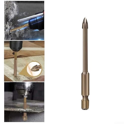 Niceminiwall Multifunktionaler Kreuzlegierungsbohrer, 3–12 mm, Hartmetall für Keramik, Fliesen, Glas, Marmor, Spiegel, dünnes Metall, oxidiert und vollständig geschliffen für glatte Genauigkeit (5 mm) von Niceminiwall
