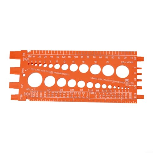 Niceminiwall Mutter- und Bohrer-Bit, Gewindemesswerkzeug mit metrischen und imperialen Messgeräten für Schrauben und Befestigungselemente von 3 mm bis 22 mm und #4 bis 2,5 cm, hoch (orange) von Niceminiwall