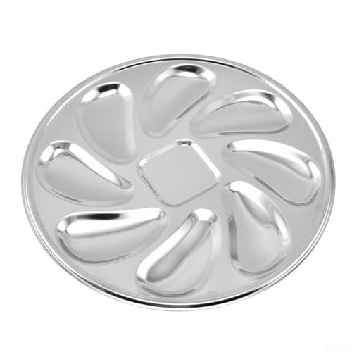 Niceminiwall Oyster Servierplatte Edelstahl Meeresfrüchte Tablett mit 9 Rillen für Austern, Schalentiere und Saucen, Dauerhaft Poliert Runde Austernplatte für Zuhause Küche u Niceminiwall Oyster Servierplatte Edelstahl Meeresfrüchte Tablett mit 9 Rillen für Austern, Schalentiere und Saucen, Dauerhaft Poliert Runde Austernplatte für Zuhause Küche u von Niceminiwall