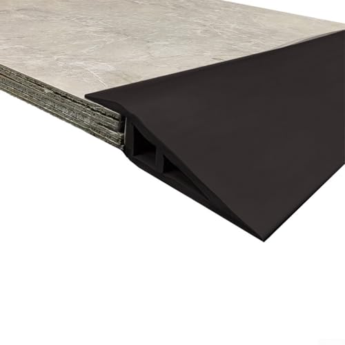 Niceminiwall PVC-Boden-Übergangsstreifen, 1 m, selbstflach, Laminatboden-Schwellenabdeckung, Kantenreduzierer für Türen, Fliesen und verschiedene Bodenhöhen, nahtloser Spalt (grau) von Niceminiwall