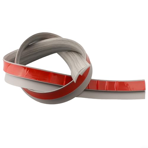 Niceminiwall PVC-Boden-Übergangsstreifen, 5,1 cm breit, selbstflach, Laminat-Bodenabdeckung für Fliesenspalte und Treppenkanten mit Eichenholzmaserung, flexible Vinylschwelle (graue Holzmaserung) von Niceminiwall