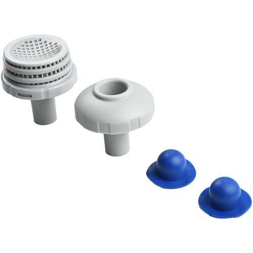 Niceminiwall Pool-Düsen- und Siebanschluss-Set mit Netzsieb für Intex Aufstellpools, 32 mm Schlauch, 3,2 cm Armaturen, inklusive Stopfen und Gittern (blau) von Niceminiwall