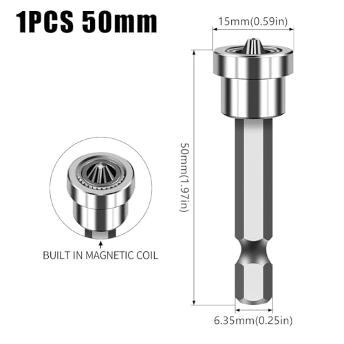 Niceminiwall Professional Cross PH2 Magnetischer Trockenbau-Schrauben-Setter, 50 mm, Schraubendreher-Bits Set mit Tiefenbegrenzer für elektrische Bohrmaschinen, Heimprojekte, 5 Stück von Niceminiwall