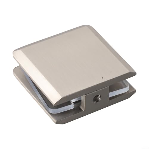 Niceminiwall Quadratische Badezimmer-Glasplattenklemme, robustes Messing, U-förmiges Montagezubehör für Duschtüren, 8–12 mm gehärtetes Glas (gebürstet) von Niceminiwall