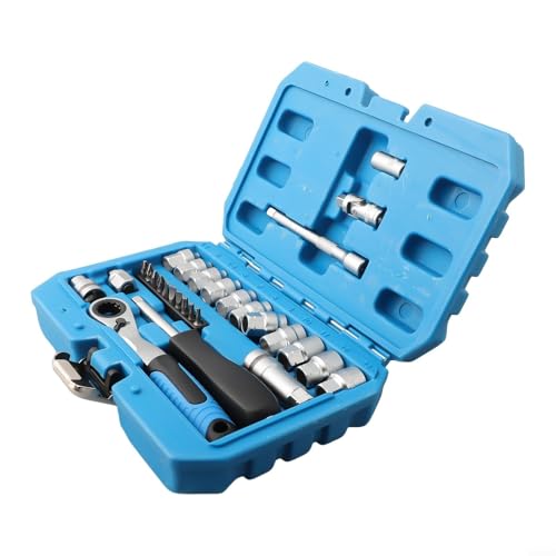 Niceminiwall Ratschenschlüssel-Set mit Drehmomentgriff und Schraubendreher-Bits, Chrom-Vanadium-Stahl, Auto- und Heimreparatur-Werkzeug-Set für Auto, Fahrrad, Maschinen, 29-teilig Niceminiwall Ratschenschlüssel-Set mit Drehmomentgriff und Schraubendreher-Bits, Chrom-Vanadium-Stahl, Auto- und Heimreparatur-Werkzeug-Set für Auto, Fahrrad, Maschinen, 29-teilig von Niceminiwall