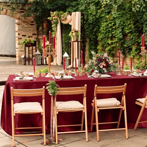Niceminiwall Rechteckige Satin-Tischdecke, 145 x 260 cm, elegante Polyester-Tischdecke für Bankett, Hochzeit, Party und Esszimmer, Dekoration, wasserabweisendes Leinen für den Innenbereich, Weinrot Niceminiwall Rechteckige Satin-Tischdecke, 145 x 260 cm, elegante Polyester-Tischdecke für Bankett, Hochzeit, Party und Esszimmer, Dekoration, wasserabweisendes Leinen für den Innenbereich, Weinrot von Niceminiwall