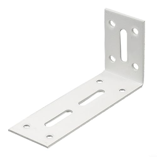 Niceminiwall Robuste L-förmige, verstellbare Eckregalhalterung, industriell, kaltgewalzter Stahl, Winkelstütze für Schränke, Bücherregale, Küche oder Garage, 90 Grad (Weiß, M) von Niceminiwall