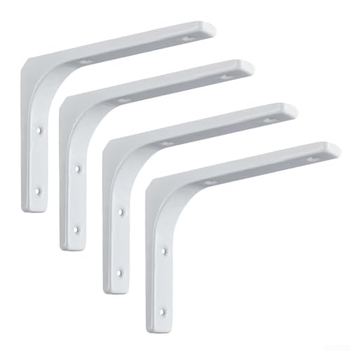Niceminiwall Robuste L-förmige Stahlregalhalterungen, 100 x 100 x 20 mm, Wandhalterung, Eckstützen für DIY-Möbelrahmen, Tische, Betten, Schreibtische, Bücherregale, industriell oder modern (weiß) von Niceminiwall