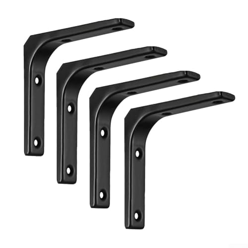 Niceminiwall Robuste L-förmige Stahlregalhalterungen, 100 x 100 x 20 mm, Wandhalterung, Eckstützen für DIY-Möbelrahmen, Tische, Betten, Schreibtische, Bücherregale, industriell oder modern (schwarz) von Niceminiwall