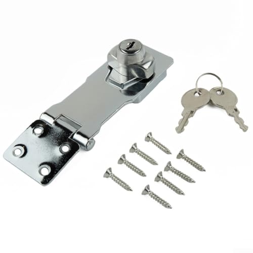 Niceminiwall Robuste Verriegelungsfalle und Klammer aus Zinklegierung mit Schlüsseln, integriertem Knaufschloss und verdeckten Befestigungen, sicherer Türriegel für Schrank, Schuppen, Garage, Spind von Niceminiwall