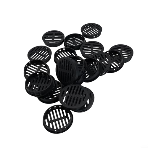 Niceminiwall Runde Lüftungsgitterabdeckungen mit Netz, ABS-Kunststoff-Schrank-Lüftungsgitter für Soffit, Wand oder Möbel, effiziente Luftzirkulation und Staubschutz, einfach (schwarz), 20 Stück von Niceminiwall