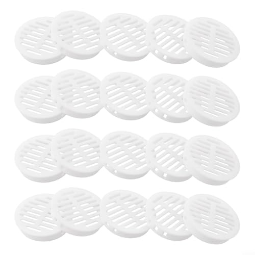 Niceminiwall Runde Lüftungsgitterabdeckungen mit Netz, ABS-Kunststoff-Schrank-Lüftungsgitter für Soffit, Wand oder Möbel, effiziente Luftzirkulation und Staubschutz, einfach (weiß), 20 Stück von Niceminiwall