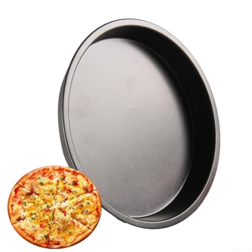 Niceminiwall Rundes flaches Pizzablech – Karbonstahl, Non-Pizza-Pfanne zum Backen und Grillen, robustes, hitzebeständiges Backgeschirr für hausgemachte Pizza, gleichmäßiges Erhitzen, einfach (27,9 cm von Niceminiwall
