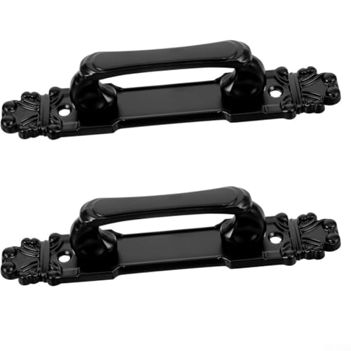 Niceminiwall Scheunentürgriff-Set, Metall, schwarz, antiker Stil, Schiebetürbeschläge für Schrank, Kleiderschrank, Schublade, Innen- und Außenbereich, DIY-Installation (2 Stück) von Niceminiwall