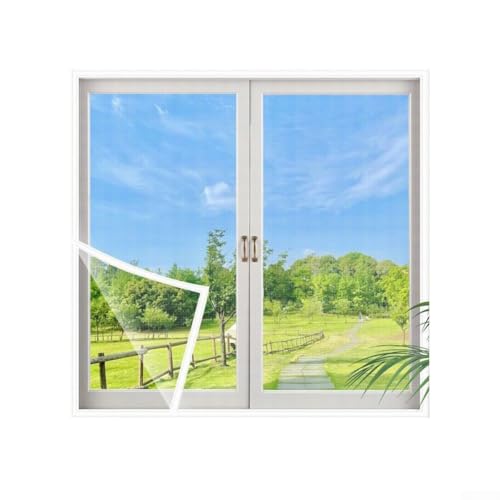 Niceminiwall Selbstschutz für Fenstergitter, 90 x 120 cm, PP-Material, feines gleichmäßiges Netz, einfach zu schneiden und zu installieren, weißes Netz mit weißen oder schwarzen Aufklebern für (weiß) von Niceminiwall