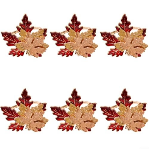 Niceminiwall Serviettenhalter aus Legierung, Ahornblatt, dekorative Ringe für festliche Esstischeinstellungen, Herbst, Erntedankfest, Weihnachten, Urlaub, Party, Tischdekoration (B) von Niceminiwall