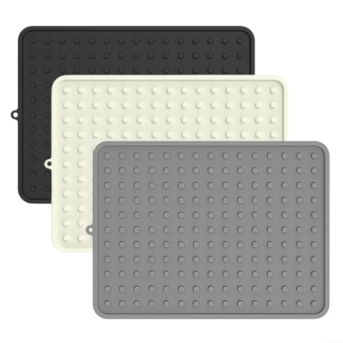 Niceminiwall Silikon-Abflussschüssel-Isoliermatte, 40 x 30 cm, hitzebeständig, rutschfest, für Küche, Arbeitsplatte, Schutzmatte (schwarz) von Niceminiwall