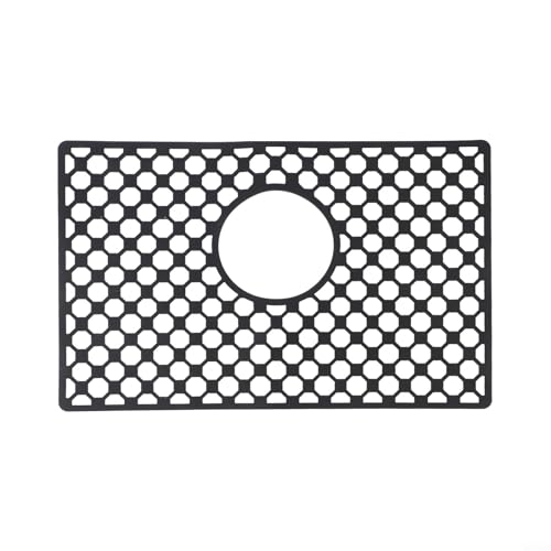 Niceminiwall Silikon-Küchenspüle-Schutzmatte mit zentraler Ablauföffnung, rutschfeste, erhöhte Füße für besseren Abfluss, hitzebeständig bis 260 °C, für heiße Töpfe und Pfannen, (A) von Niceminiwall