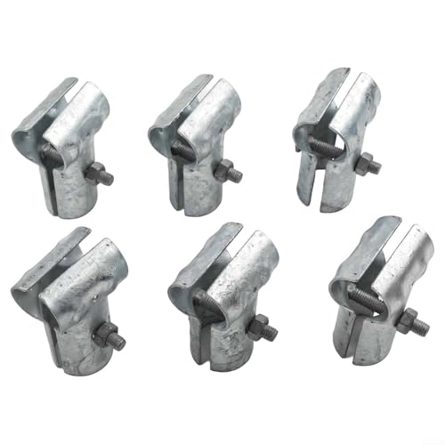 Niceminiwall T-Endschienen-Klemmen aus verzinktem Stahl, 6 Stück, robuste Verbindungsstücke mit Schrauben und Muttern, passend für 3,5 cm oder 4,8 cm Außendurchmesser-Rohre (3,5 cm x 4,5 cm (6 Stück) von Niceminiwall