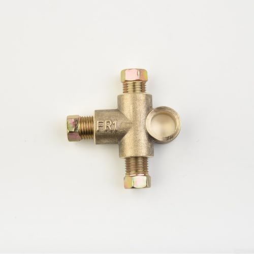 Niceminiwall T-Stück für 3-Wege-Bremse, T-Stück mit 3 Außenmuttern, kurzer Überwurf, metrisch, M10 für 3/16-Zoll-Rohr, 10 mm x 1 mm, Abstand, Bremsleitungsverschraubungen, kompatibel mit Auto und LKW von Niceminiwall
