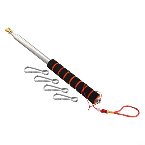 Niceminiwall Teleskop Fahnenmast 3M Edelstahl Handheld Fahnenmast Tragbarer Ausziehbarer Fahnenmast mit 4 Stück Fahnenmast Clips für Lehrer Tour Guide von Niceminiwall