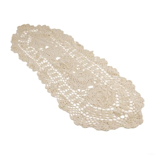 Niceminiwall Tischläufer aus gehäkelter Spitze, Vintage, 30 x 80 cm, oval, Baumwolle, Blumenmuster, handgefertigt, Landhausstil, Tischdecke für Esstisch, Café, Geschäft, Hotel, Hochzeit oder (Beige) Niceminiwall Tischläufer aus gehäkelter Spitze, Vintage, 30 x 80 cm, oval, Baumwolle, Blumenmuster, handgefertigt, Landhausstil, Tischdecke für Esstisch, Café, Geschäft, Hotel, Hochzeit oder (Beige) von Niceminiwall