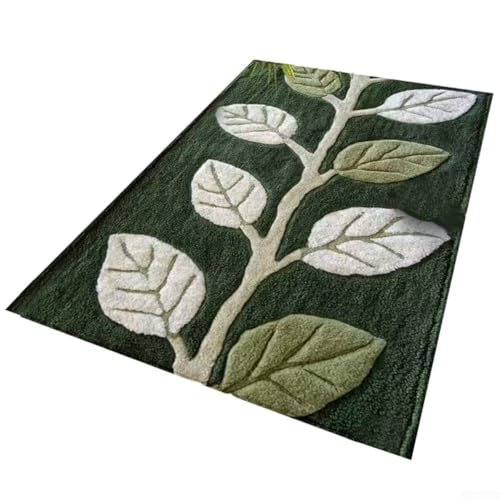 Niceminiwall Tropical Palm Monstera Küchentürmatte 50x80 cm Kaschmirimitat rutschfest weicher Boden für Teppich für Eingangsbereich Badezimmer oder Innenbereich, grüner dekorativer Teppich (B) von Niceminiwall