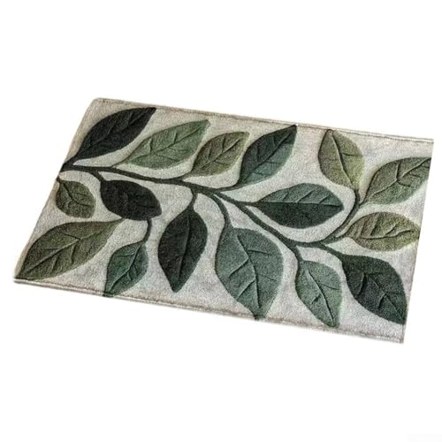Niceminiwall Tropische Palme Monstera Küchentürmatte 50 x 80 cm Kaschmirimitat rutschfest weicher Boden für Teppich für Eingangsbereich Badezimmer oder Innenbereich, grüner dekorativer Teppich (C) von Niceminiwall