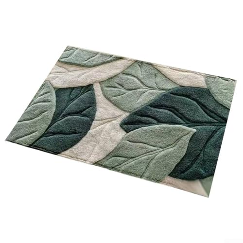 Niceminiwall Tropische Palme Monstera Küchentürmatte 50x80 cm Kaschmirimitat rutschfest weicher Boden für Teppich für Eingangsbereich Badezimmer oder Innenbereich, grüner dekorativer Teppich (A) von Niceminiwall