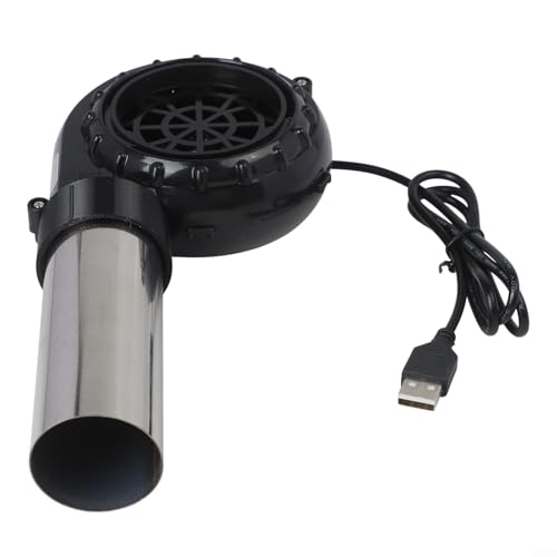 Niceminiwall USB-Grillgebläse mit einstellbarer Geschwindigkeit, Edelstahl-Luftk für Outdoor-Grillen, Camping und Feuerstelle, tragbarer Handventilator, Stromversorgung über 5 V USB (nicht von Niceminiwall