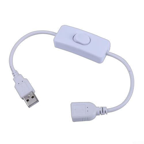 Niceminiwall USB-Schalterkabel, 30 cm, mit An-Aus-Steuerung, für Lichtleisten, Lampen, Schrank und Kleiderschrank, Korridor oder Theke, LED-Lichter, Metall und Kunststoff (weiß) von Niceminiwall