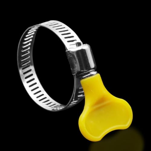 Niceminiwall Verstellbare Schlauchschellen, 10–38 mm, Edelstahl-Rohrschellen mit gelben Kunststoffgriffen, wiederverwendbar, erosionsbeständige Schlauchbefestigungen zur Luftsicherung, 5 Stück (25–38 von Niceminiwall