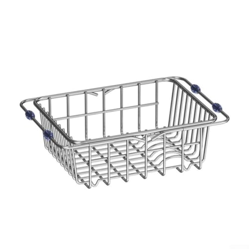 Niceminiwall Verstellbares Abtropfgestell aus Edelstahl mit ausziehbarem Abtropfhalter für die Küchenorganisation, über der Spüle für platzsparendes Design, rostfrei (34,5 x 25 x 11 cm) von Niceminiwall
