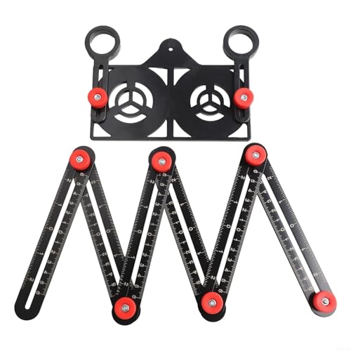 Niceminiwall Vielseitiges Multi-Winkel-Messlineal mit Aluminium-Konstruktion für Holzbearbeitung, Fliesen und Glasarbeiten, 6/9/12 Klappoptionen, Zoll und (6-fach gefaltetes Lineal) von Niceminiwall