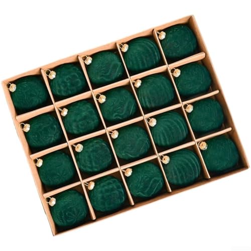 Niceminiwall Weihnachtskugel-Ornament-Set mit 20 Samt-Beflockungsstücken für Baumdekoration mit weicher Plüschstruktur und unverwechselbarem Design (Schiefergrün) von Niceminiwall