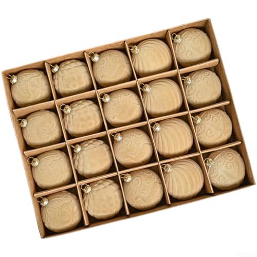Niceminiwall Weihnachtskugel-Ornament-Set mit 20 Samtbeflockungsstücken für Baumdekoration mit weicher Plüschstruktur und unverwechselbarem Design (Khaki) von Niceminiwall