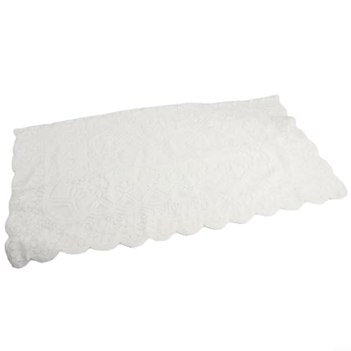 Niceminiwall Weiße Spitzentischdecke, Polyester, bestickt, Tischdecke mit Blumenmuster für Esstisch, Couchtisch, Hochzeit, Party, Hotel oder Zuhause (90 x 90 cm) von Niceminiwall