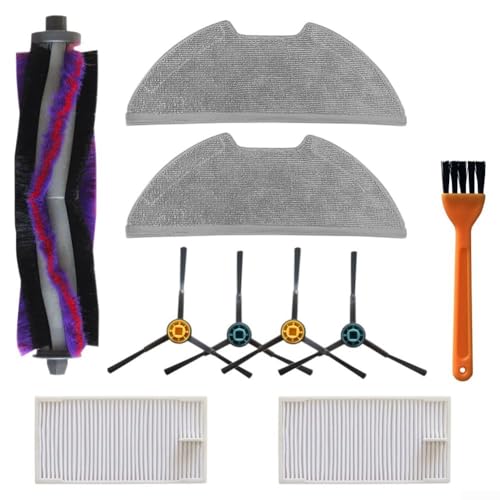Niceminiwall Zubehör-Set für Eureka E10s Staubsauger für M9 für Obode A8, Hauptbürstenersatz; Staubsaugerfilter-Set, Wischtücher für Roboterreiniger, Bodenwischer-Pads von Niceminiwall