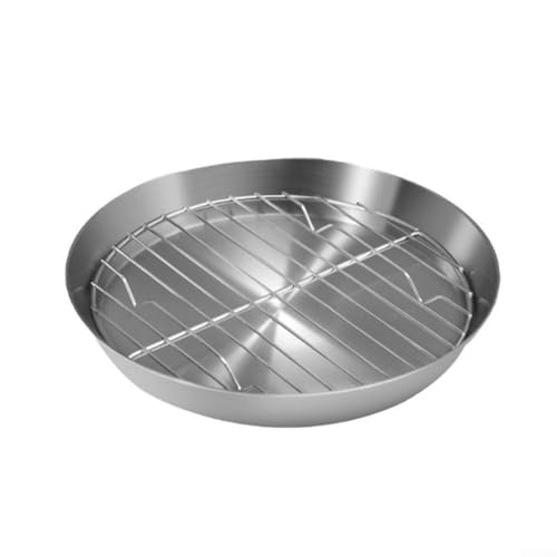 Runder Bräter – Küchengeschirr Edelstahl Bräter Oval Set – mit integriertem Kühlgitter – Mehrzweckbräter – Fleisch Geflügel Backblech (20 cm) von Niceminiwall