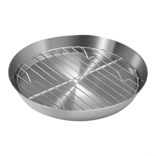 Runder Bräter – Küchengeschirr Edelstahl Bräter Oval Set – mit integriertem Kühlgitter – Mehrzweckbräter – Fleisch Geflügel Backblech (24 cm) von Niceminiwall
