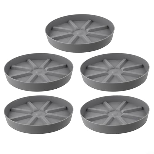 Set mit 5 Kunststoff-Blumentopf-Tabletts, 26 x 6 x 3 7 cm, erhält Pflanzengesundheit mit atmungsaktivem Design (grau) von Niceminiwall