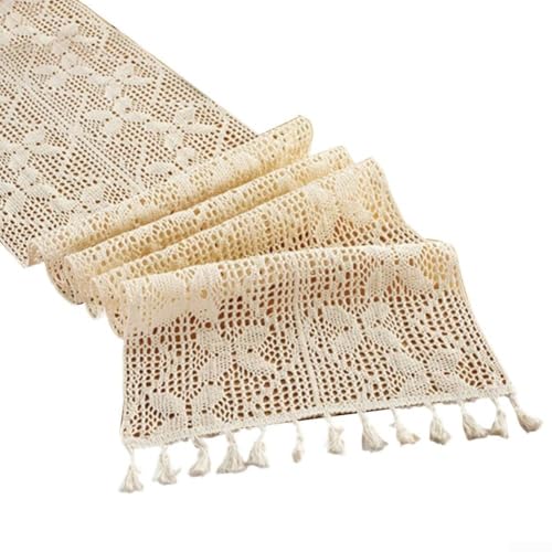 Tischläufer aus weicher Baumwolle, gestrickt, für Esszimmer und Schlafzimmer, mit Quasten-Design (A) von Niceminiwall