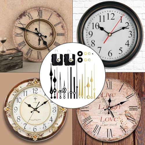 Uhrwerk-Kit für Wanduhren mit Quarzwerk und geräuschlosem Betrieb, enthält zwei lange Schaft-Uhrwerke und fünf Uhrzeiger Uhrwerk-Kit für Wanduhren mit Quarzwerk und geräuschlosem Betrieb, enthält zwei lange Schaft-Uhrwerke und fünf Uhrzeiger von Niceminiwall