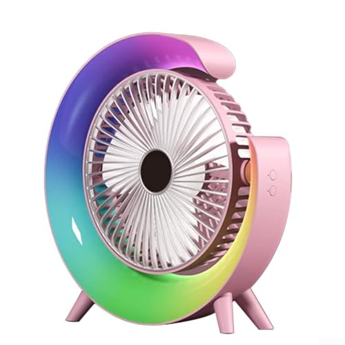 Verstellbarer wiederaufladbarer Ventilator mit LED-Nachtlicht-Modi, perfekt für Campingausflüge oder den Heimgebrauch (Rosa) von Niceminiwall