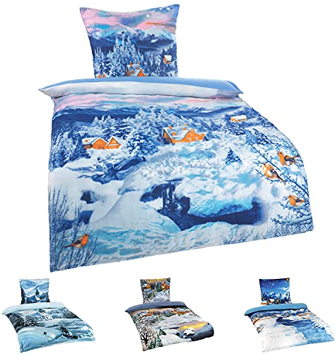 Niceprice Winter Flausch Fleece Microfaser Bettwäsche, Winterlandschaft Motive, 4tlg. Winterhimmel , 1 Stück , 135x200 von Niceprice