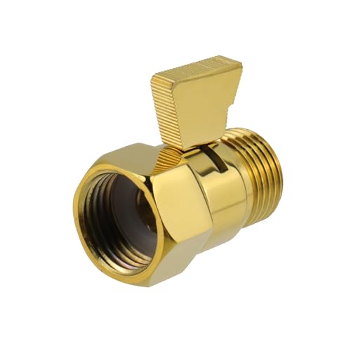 Nicerity Duschkopf-Absperrventil Messing G1/2 Wasserdurchflusskontrollventil Wasserdruckregler mit Unterlegscheibe Leichtgängige Schaltung, Gold von Nicerity