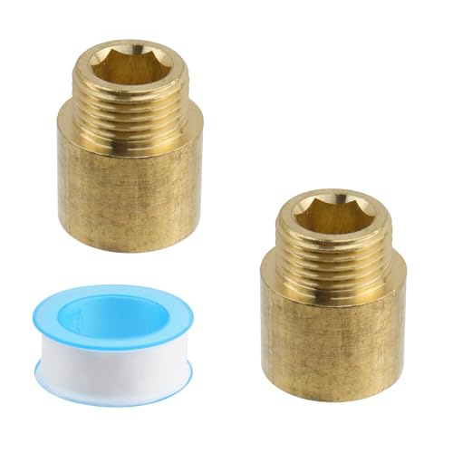 Nicerity Duschkopf-Verlängerungsarm G1/2 Außengewinde auf Innengewinde, Messing, Rohrverschraubung für Badezimmer, Küche, Wasserhahn, 20 mm Länge, 2 Stück Nicerity Duschkopf-Verlängerungsarm G1/2 Außengewinde auf Innengewinde, Messing, Rohrverschraubung für Badezimmer, Küche, Wasserhahn, 20 mm Länge, 2 Stück von Nicerity