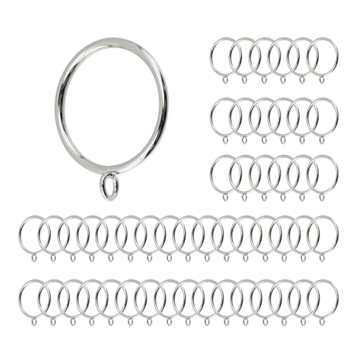 Nicerity Vorhangringe mit Ösen, silberfarben, Eisen, zum Aufhängen, Duschvorhangringe für Fenster, Wohnzimmer, Schlafzimmer, 4,5 cm Innendurchmesser, 50 Stück Nicerity Vorhangringe mit Ösen, silberfarben, Eisen, zum Aufhängen, Duschvorhangringe für Fenster, Wohnzimmer, Schlafzimmer, 4,5 cm Innendurchmesser, 50 Stück von Nicerity